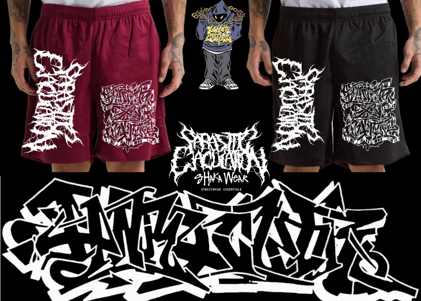 PARASITIC EJACULATION SHAKAWEAR MOSH SHORTS